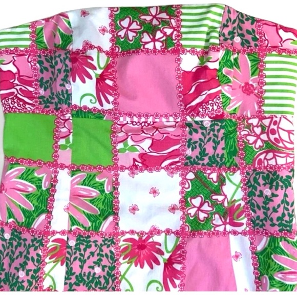 Lilly Pulitzer Y2K Franco Strapless Quilted Patchwork Derby Style Vintage Dress - Picture 4 of 6